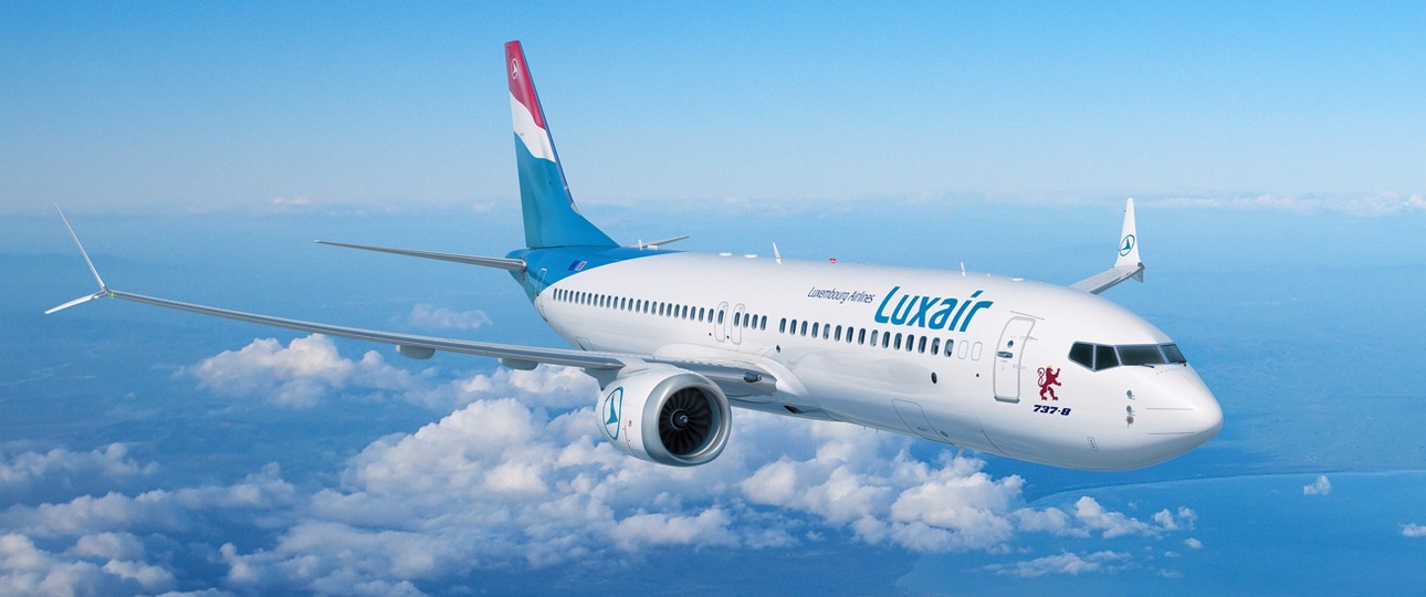 Boeing 737 Max in den Farben von Luxair: Schon im Sommer unterwegs.