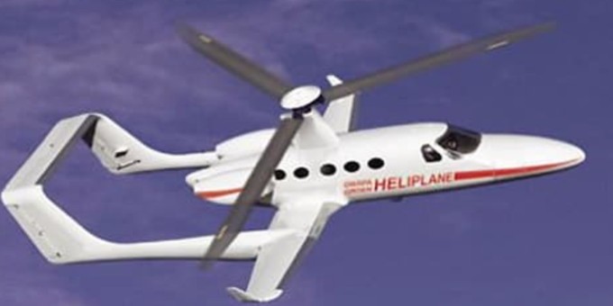 Eine Visualisierung des Heliplanes GBA Darpa. Gebaut wurde das Fluggerät nie.