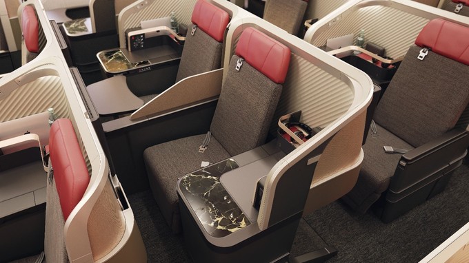 Das Herzstück des Kabinenumbaus ist eine neue Business Class mit mehr Privatsphäre.