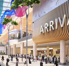 Changi Airport soll weiter wachsen: Die neue Ankunftshalle ist luftig gestaltet.