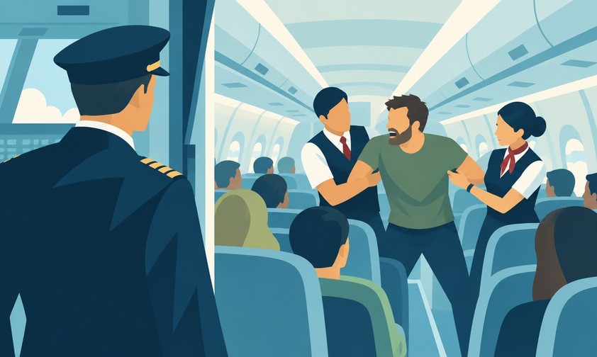 Unruly Passenger: Was darf die Crew mit  Pöbelpassagieren tun, was nicht?