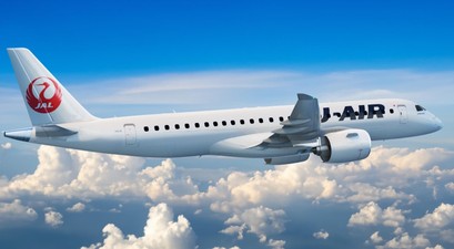 Embraer E190-E2 in den Farben von J-Air: Japan Airlines setzt für die Regionaltochter auf den brasilianischen Regionaljet.