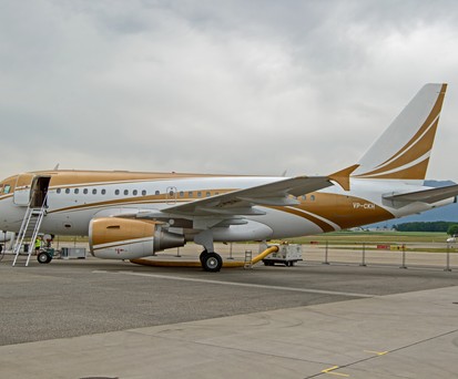 Businessjet-Messe Ebace 2022 in Genf: Ein Airbus A318 in VIP-Version.