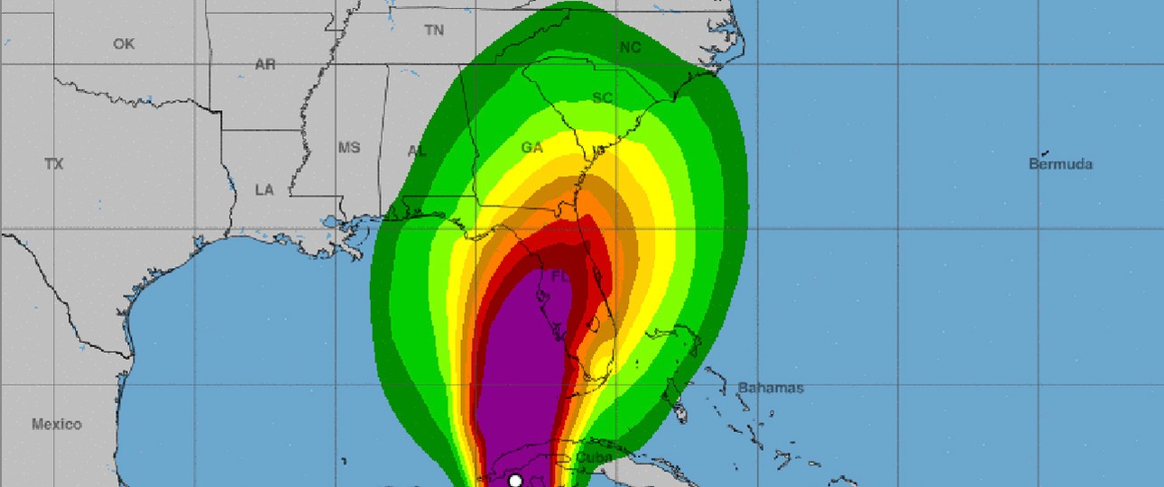 Erwartete Windstärken von Ian in Florida: Heftige Sturmfluten.