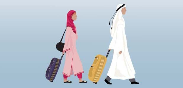Reisendes Paar in Arabien: Ab und zu sorgt die Platzwahl für Probleme.