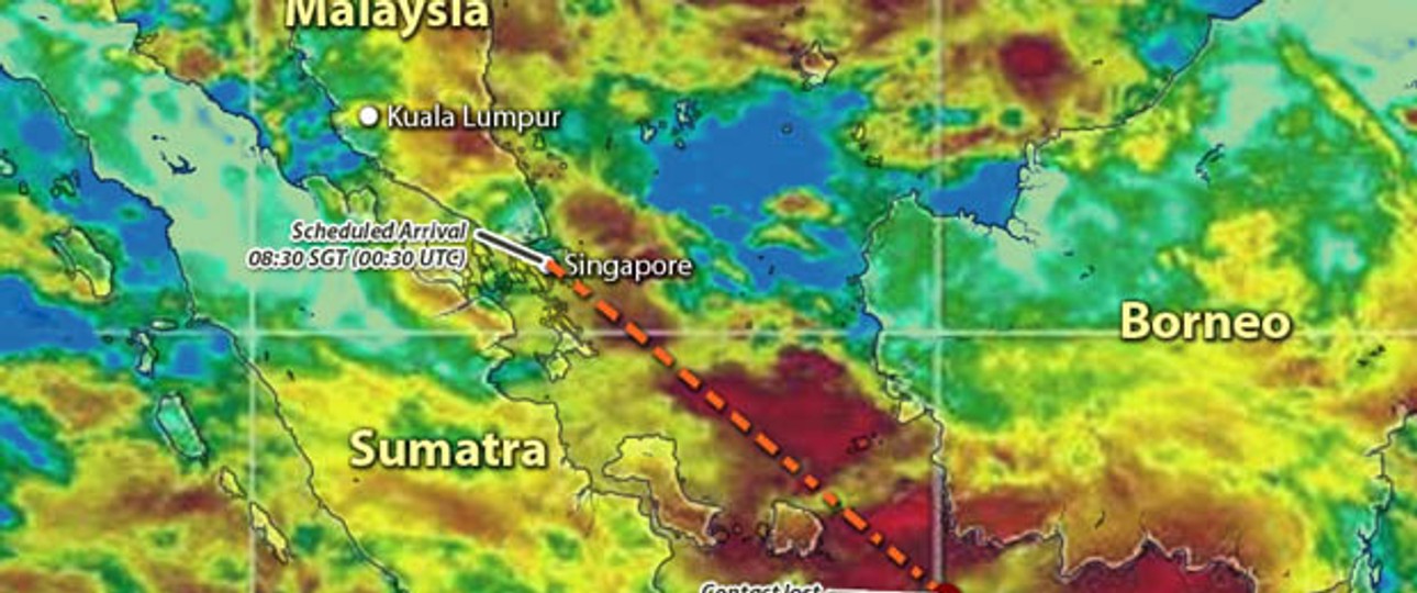 Wetterradar vom 28. Dezember: Auf der Flugroute des A320 befanden sich Gewitter.