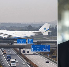 An-225 in Leipzig/Halle und Airport-Chef Johannes Jähn.