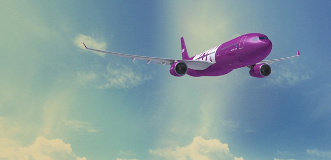 Airbus 330-300 von Wow Air: Das neue Flugzeug trägt die Kennzeichnung TF-GAY.