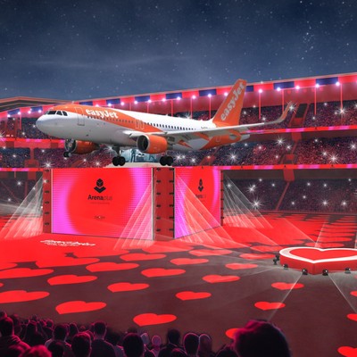 Airbus von Easyjet auf ESC-Bühne: Die Airline ist Sponsorin.