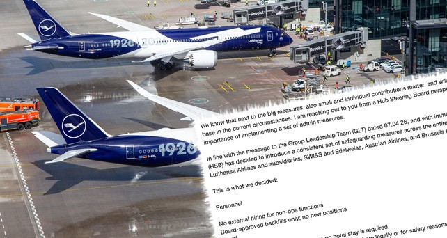 Jubiläumsflieger von Lufthansa, Mail des Vorstands (Faksimile): Die Gruppe spart kräftig