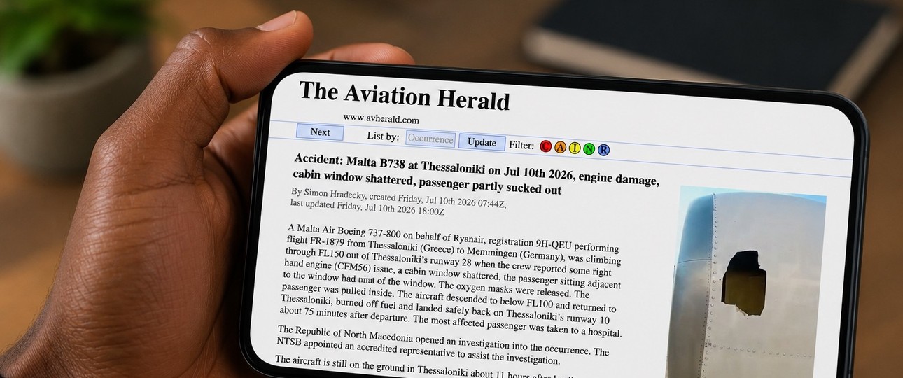 Loch in der Triebwerskverkleidung (Bildzitat Aviation Herald): Die Boeing 737 von Ryanair hatte ein Treibwerksproblem.