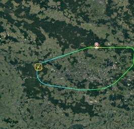 Die Flugroute von LH1361 bei Flightradar: Schnelle Rückkehr nach Katowice.