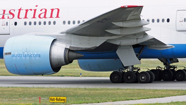 Boeing von Austrian Airlines: Beschädigt.