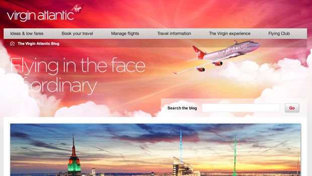 Virgin Atlantic: Hier schätzten die Experten das Design des Blogs.