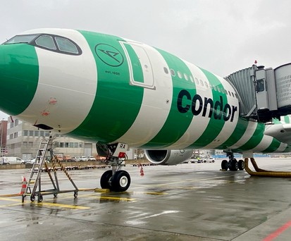 D-ANRA von Condor: Der erste A330 Neo der Airline muss auf Mauritius untersucht werden.