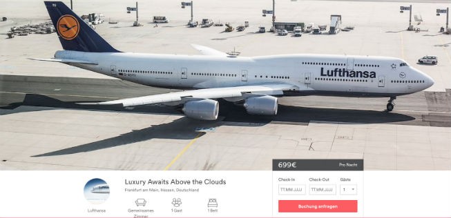 Inserat von Lufthansa: Geteilter Schlafraum.