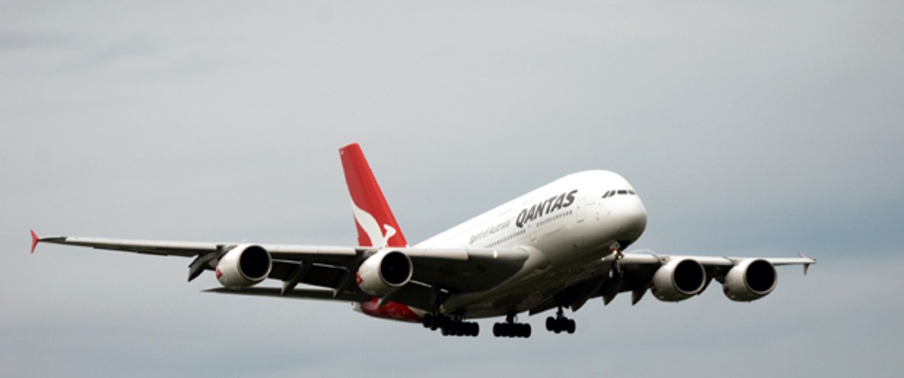 A380 bei der Landung in London: Fliegt Qantas mit dem Riesenflieger bald nach Dallas?
