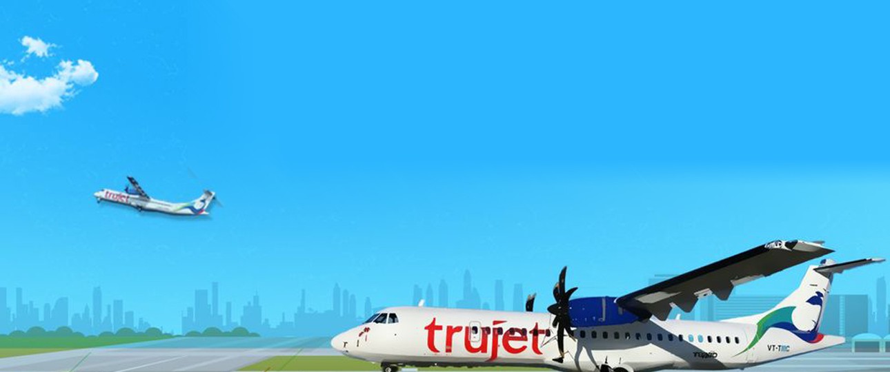 Werbung von Trujet: Aktuell noch mit ATR 72 unterwegs.