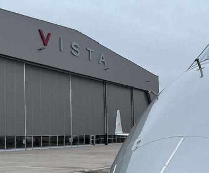 Der Vista-Hangar am Flughafen Karlsruhe/Baden-Baden: Hier wird die in Deutschland registrierte Flotte gewartet.