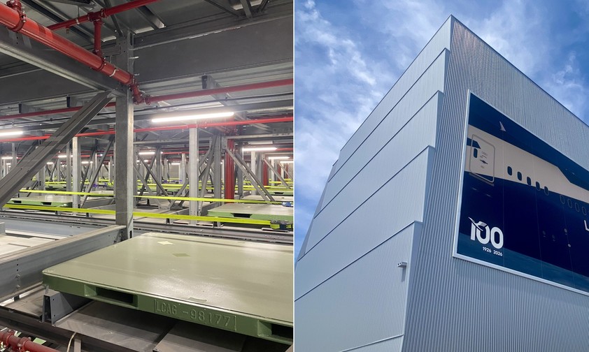 Das neue Hochregallager von Lufthansa Cargo von innen und außen.