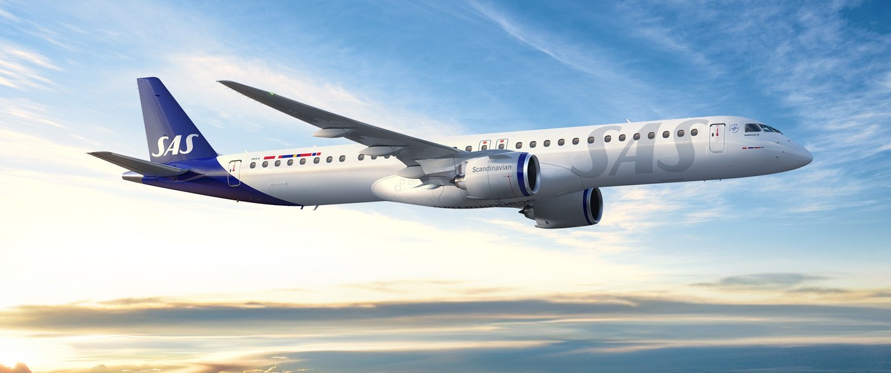 Embraer E195-E2 in SAS-Lackierung: Die Airline hat 45 Stück fest bestellt.