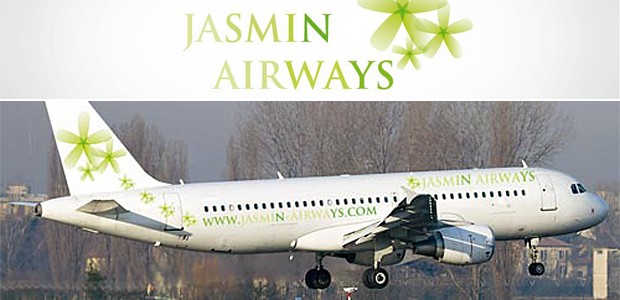 Logo und Flieger in den Farben von Jasmin: Auf dem Flughafen in Enfidha plante die Charterairline ihre Basis.