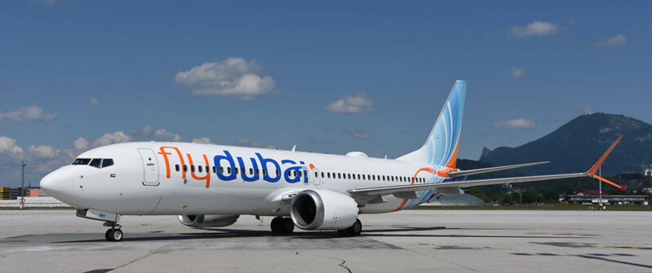 Flugzeug von Flydubai: Bald erstmal nicht mehr in Salrburg zu Gast.