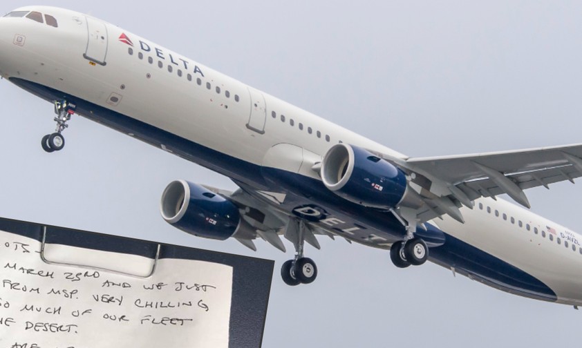 Airbus A321 von Delta und die Botschaft: Anfang und hoffentlich Ende der Corona-Krise.
