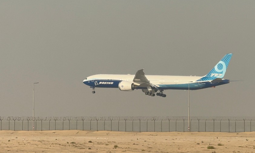 Die Landung der Boeing 777X nach der Vorführung: Eindrückliche Manöver.