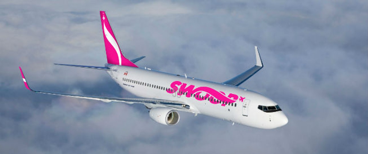 Flieger in den Farben von Swoop: So kommt die neue Airline daher.