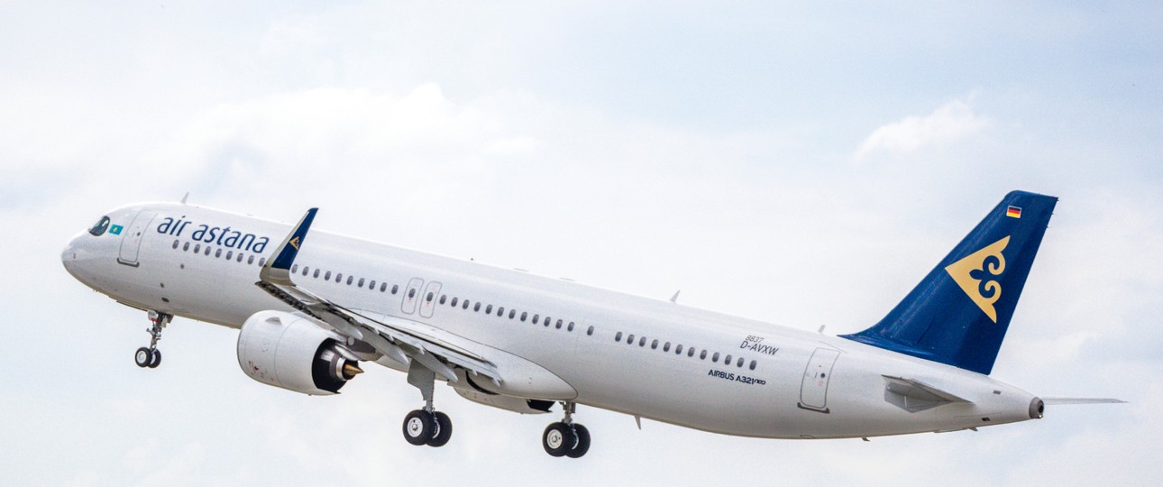 A321 LR von Air Astana (hier bei Testflügen bei Airbus 2019): Mittlerweile zehn erhalten.