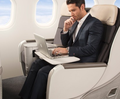 Corsairs neue Business Class: Stets zwei Sitze nebeneinander.