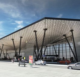 Visualisierung des ausgebauten Terminals in Sarajevo: Der Anbau rechts ...