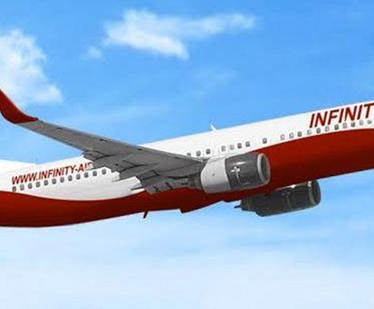 Visualisierung: Auf dem Heck ist das Logo von Infinity Airlines zu erkennen.