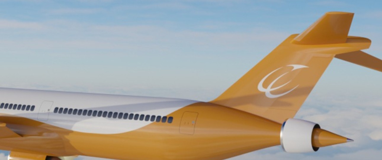 Visualisierung des Fliegers mit zusätzlichem Rumpfantrieb: Er wird elektrisch betrieben über Generatoren an den anderen Triebwerken.