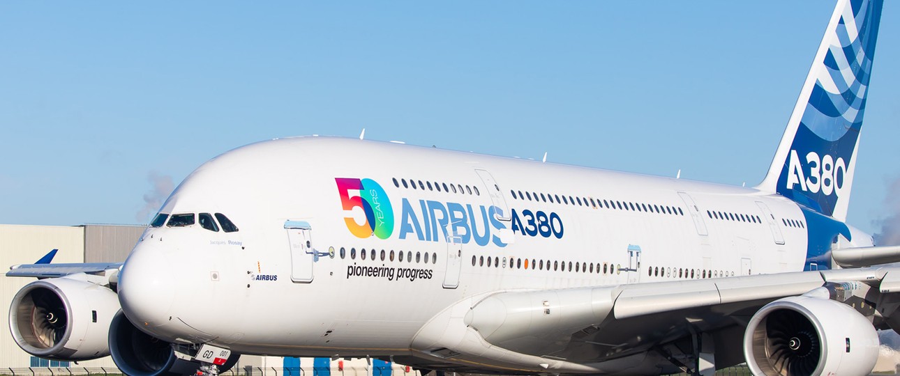 Der Airbus A380 mit der Seriennummer MSN 001 trägt das Kennzeichen F-WWOW.
