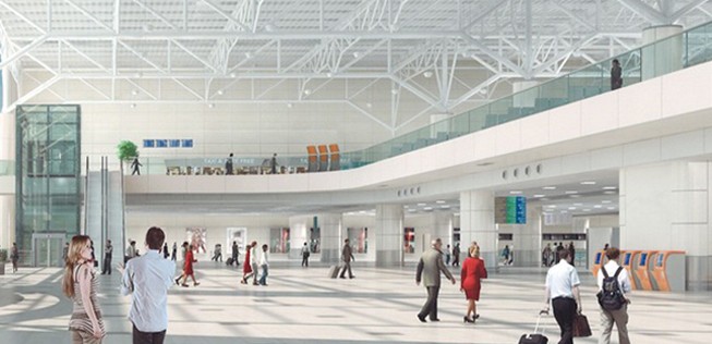 Visualisierung des Flughafens Domodedovo: So könnte Terminal 3 aussehen.