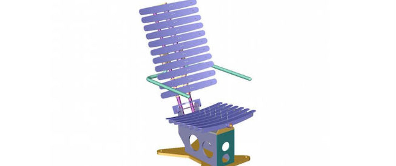 Der ergonomische Twister-Sessel: Er soll die Schmerzen der Holzklasse-Passagiere lindern.