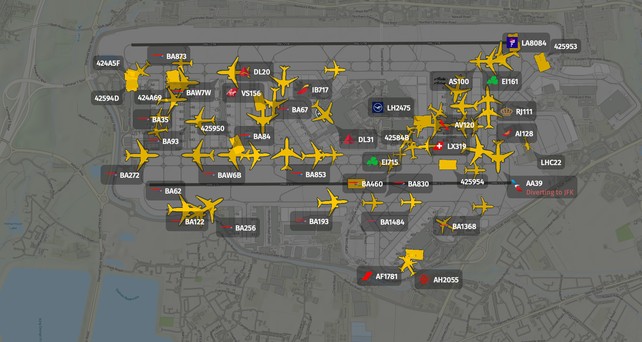 Flugzeuge in Heathrow: Alles steht still.