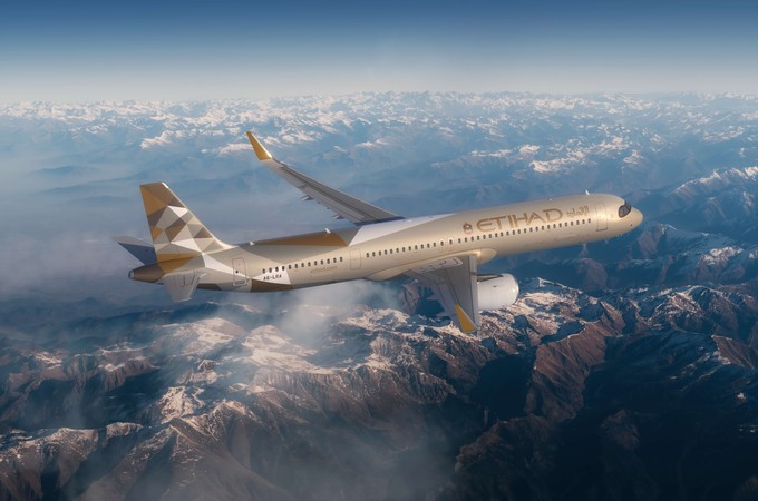 Airbus A321 LR von Etihad: Die Außenansicht.