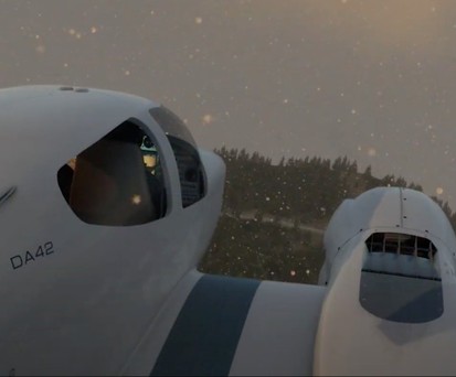 Das Bild zeigt die Visualsierung eines Unfalls einer DA 42 im Jahr 2009.