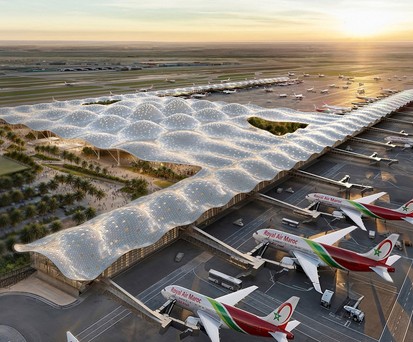 Computeranimation des neuen Terminals von Casablanca: Das neue Gebäude soll Ende 2029 fertiggestellt sein.