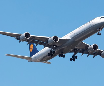 Die D-AIHW bei der Landung in Washington - auf einem ihrer letzten Flüge.