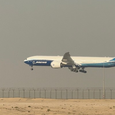 Die Landung der Boeing 777X nach der Vorführung: Eindrückliche Manöver.
