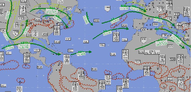 Karte mit Turbulenzen: Häufigkeit dürfte zunehmen.