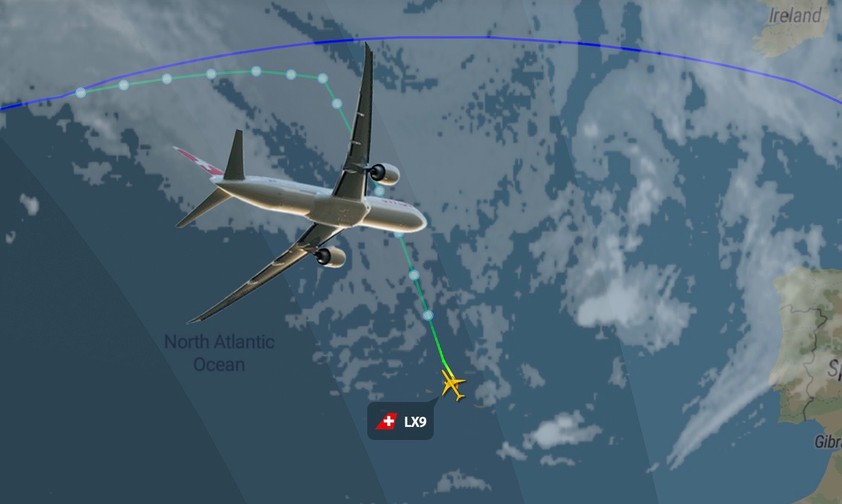 Flug LX9 von Swiss: Die Boeing 777 nahm eine ungewöhnliche Route.