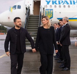 Der ukrainische Präsident und seine Frau bei der Ankunft tin Norwegen: Es ging glimpflich aus. 