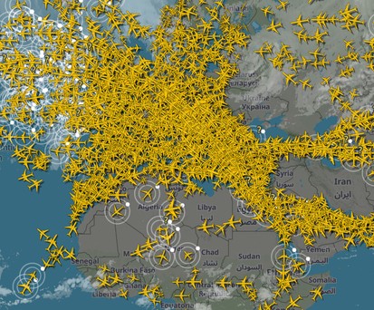 Flugverkehr am 22. Juni: Chaos über der Nahost-Region.