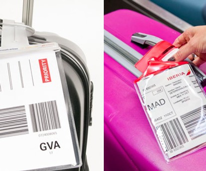 Selbst gedruckte Etiketten von Swiss und Iberia: Kostet weniger.