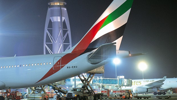Flieger von Emirates in Dubai: Überlegener Standort.